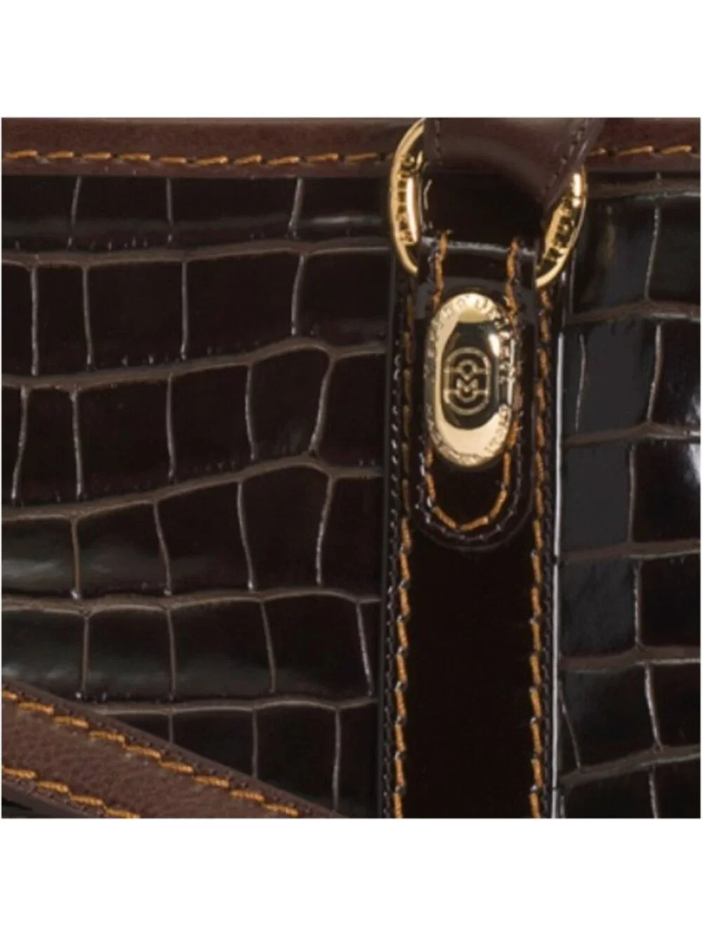 MARINO ORLANDI Made In Italy Patent Leather Crocodile Satchel